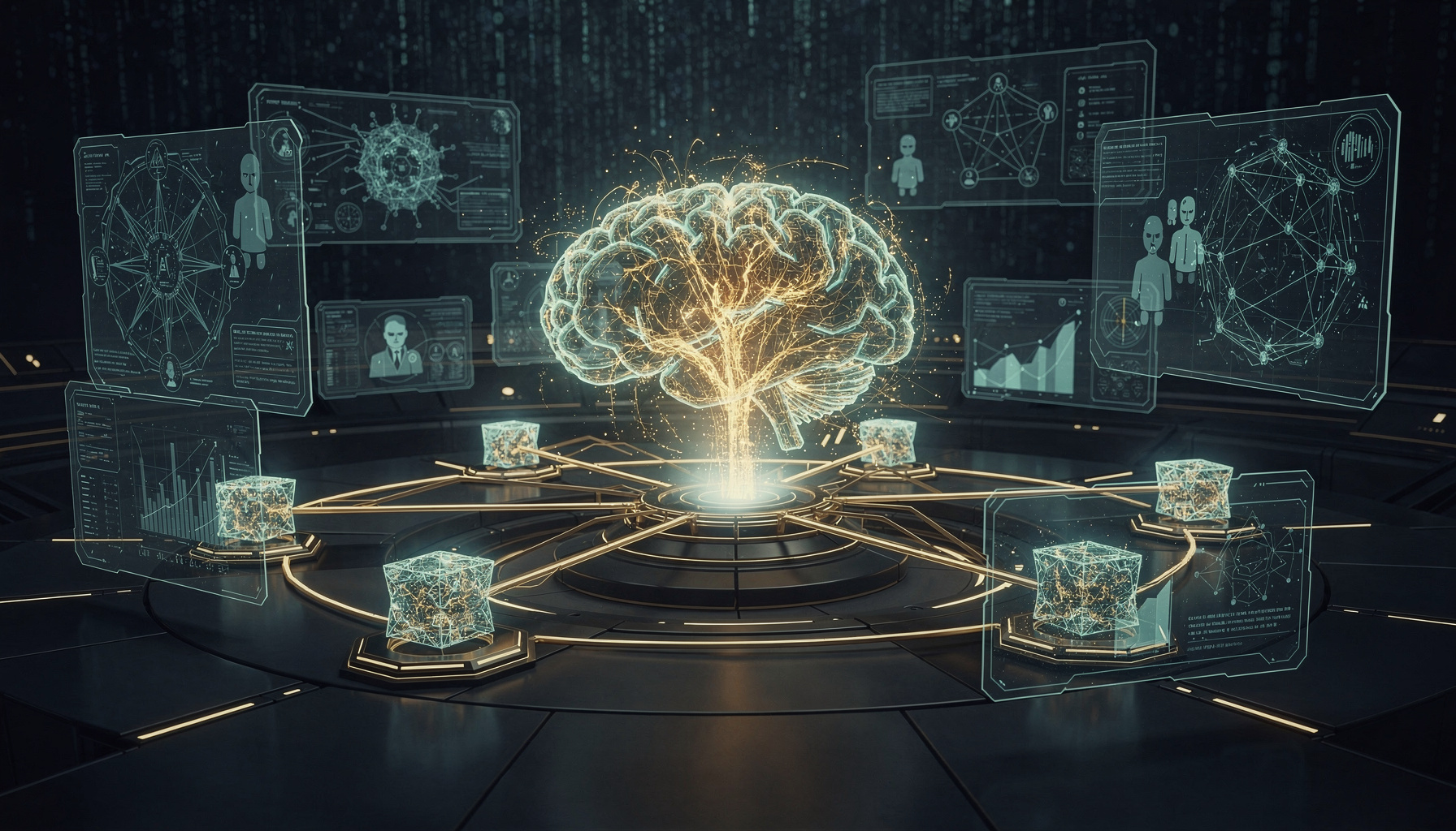 ACMI Fleet Intelligence — abstract visualization of multi-agent coordination